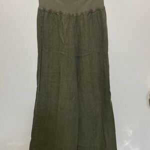 Hard Tail Women's Army Green Linen Wide Leg Forever Pants Size Small